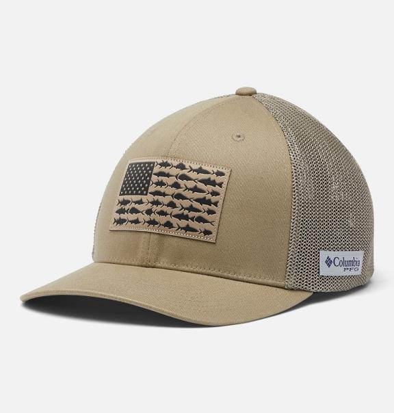 Columbia PFG Mesh Fish Flag Hats Beige For Men's NZ85396 New Zealand